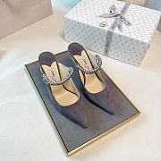 Kitlife Jimmy Choo Gray Suede Leather Mules With Crystal Strap  - 3