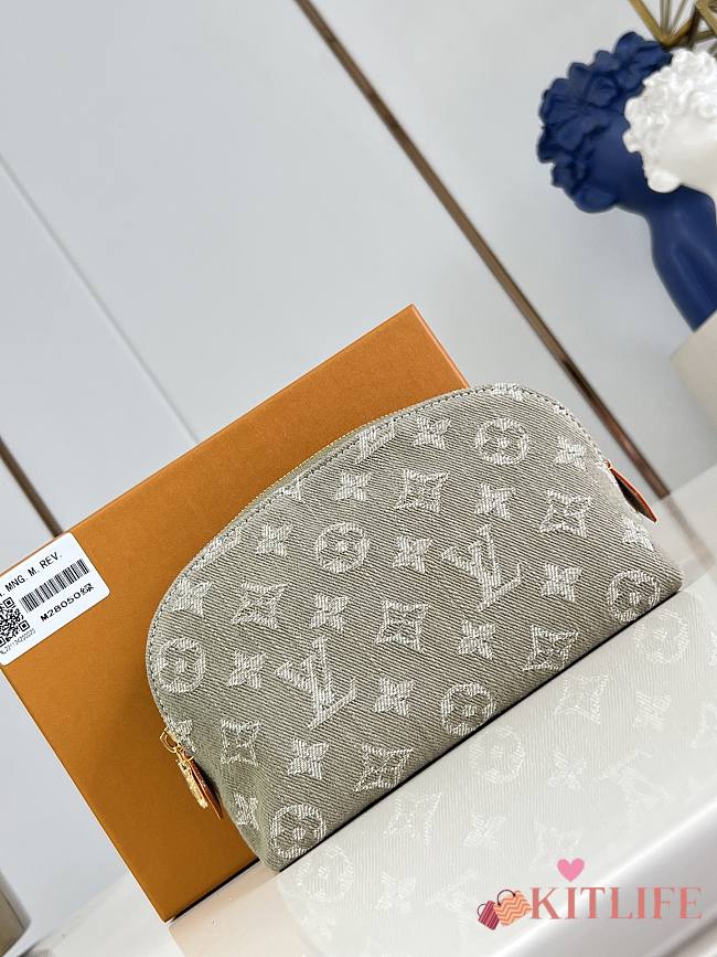 Kitlife Louis Vuitton Pochette Cosmétique PM Bag Green Denim M28050 19x12x6cm  - 1