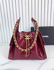 Kitlife Chanel 25C Drawstring Bucket Hobo Bag Burgundy Glossy Calfskin AS5293 30×26×14cm  - 1