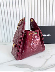 Kitlife Chanel 25C Drawstring Bucket Hobo Bag Burgundy Glossy Calfskin AS5293 30×26×14cm  - 6