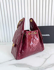 Kitlife Chanel 25C Drawstring Bucket Hobo Bag Burgundy Glossy Calfskin AS5293 30×26×14cm  - 5