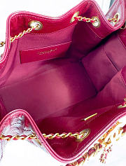 Kitlife Chanel 25C Drawstring Bucket Hobo Bag Burgundy Glossy Calfskin AS5293 30×26×14cm  - 3