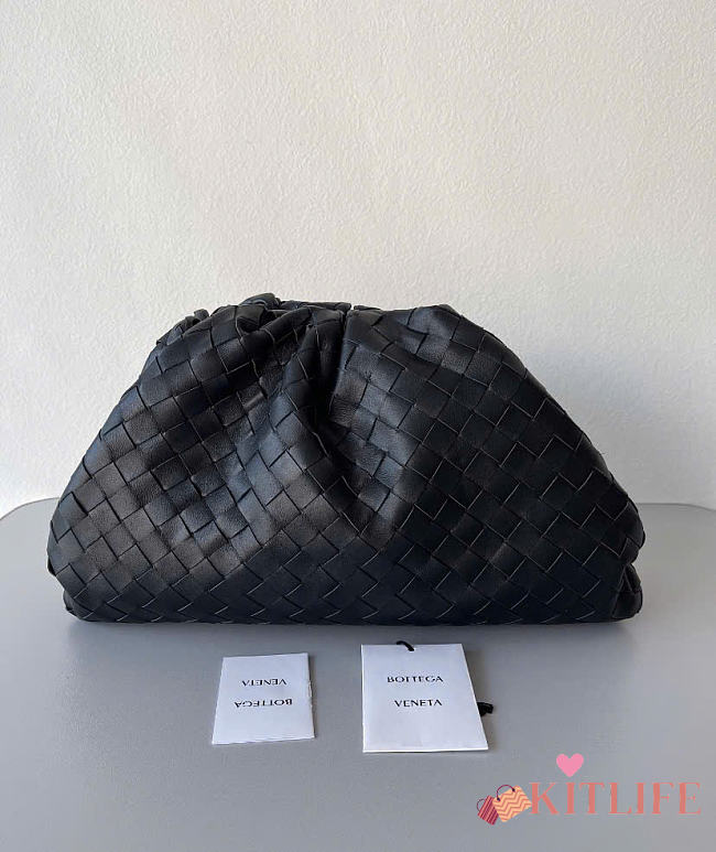 Kitlife Bottega Veneta Pouch Black Intrecciato Leather 576175 38x20x8.5cm - 1