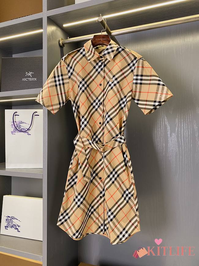 Kitlife Burberry Cotton Shirt Dress Beige - 1