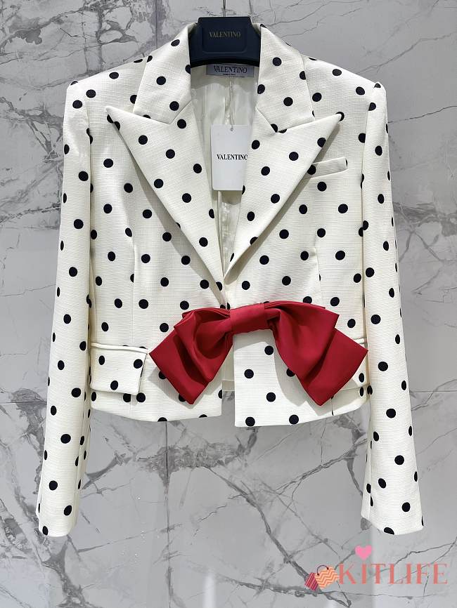 Kitlife Valentino Garavani Polka-Dot Crop Blazer With Bow - 1