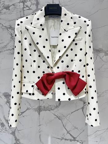 Kitlife Valentino Garavani Polka-Dot Crop Blazer With Bow