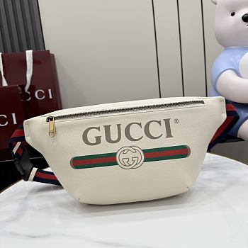 Kilife Gucci Logo-Print Leather Belt Bag Crossbody Bag White 493869 28x18x8cm 