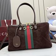 Kitlife Gucci Borsetto Large Boston Bag Dark Brown Suede 86673 38.5x22.5x13cm  - 1