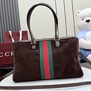 Kitlife Gucci Borsetto Large Boston Bag Dark Brown Suede 86673 38.5x22.5x13cm  - 5