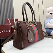 Kitlife Gucci Borsetto Large Boston Bag Dark Brown Suede 86673 38.5x22.5x13cm  - 4