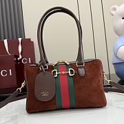 Kitlife Gucci Borsetto Medium Boston Bag Dark Brown Suede 866732 28x15x10cm  - 1