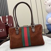 Kitlife Gucci Borsetto Medium Boston Bag Dark Brown Suede 866732 28x15x10cm  - 4