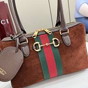 Kitlife Gucci Borsetto Medium Boston Bag Dark Brown Suede 866732 28x15x10cm  - 3