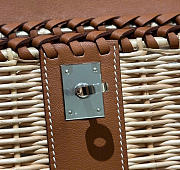 Kitlife Hermes Wicker Swift Picnic Mini Kelly Bag in Natural and Brown 20x18x12cm - 3