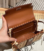 Kitlife Hermes Wicker Swift Picnic Mini Kelly Bag in Natural and Brown 20x18x12cm - 2
