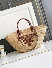 Kitlife Prada Large Raffia And Leather Shopping Bag 1BG470 25x25x15cm - 1