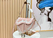 Kitlife Dior Small Saddle Bag with Strap Rose Soupir Dior Oblique Embroidery and White Lace Gold Hardware 24×16×18cm - 4