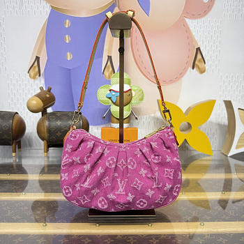 Kitlife Louis Vuitton Pochette Valley Bag Pink Denim M28327 21x15x7cm