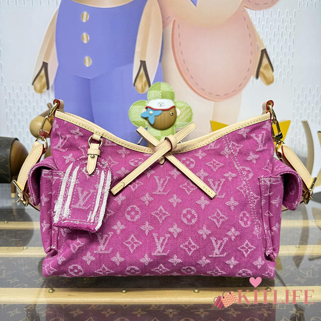 Kitlife Louis Vuitton Carryall Cargo PM Bag Pink Denim M27623 33.5x23x15cm - 1