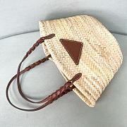 Kitlife Prada Women's Natural Logo-patch Raffia Tote Bag 1BG314 25x25x18cm - 5