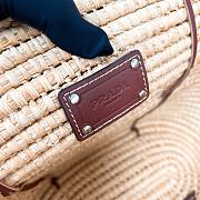 Kitlife Prada Beige & Brown Raffia and Leather Basket Tote Bag 37x36x15cm - 6