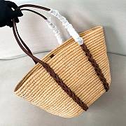 Kitlife Prada Beige & Brown Raffia and Leather Basket Tote Bag 37x36x15cm - 5