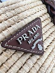 Kitlife Prada Beige & Brown Raffia and Leather Basket Tote Bag 37x36x15cm - 4