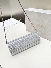 Kitlife Jimmy Choo Sweetie Coarse Glitter Acrylic Clutch Bag Silver 24x10x5cm - 5