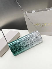 Kitlife Jimmy Choo Sweetie Coarse Glitter Acrylic Clutch Bag Silver & Green 24x10x5cm  - 2