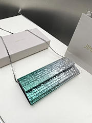 Kitlife Jimmy Choo Sweetie Coarse Glitter Acrylic Clutch Bag Silver & Green 24x10x5cm  - 5