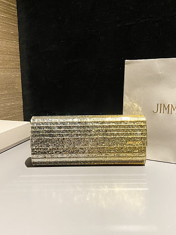 Kitlife Jimmy Choo Sweetie Coarse Glitter Acrylic Clutch Bag Silver & Yellow 24x10x5cm 