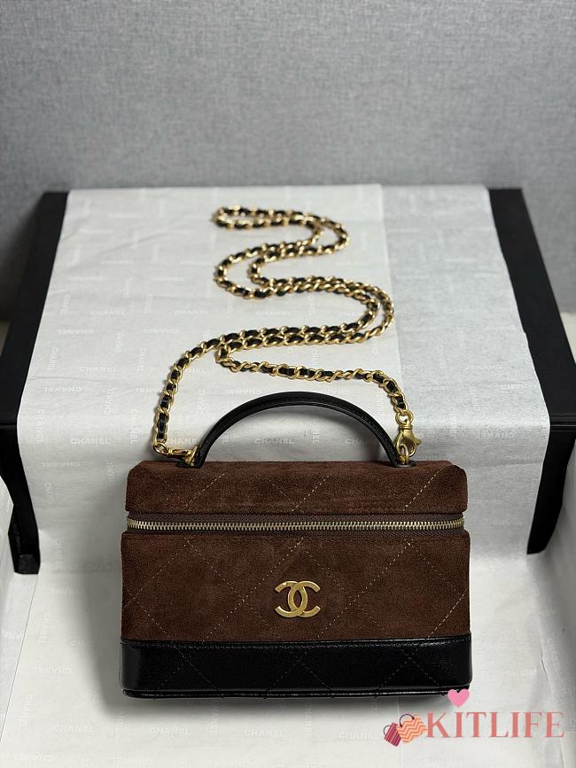 Kitlife Chanel 26SS Suede Dark Brown Leather Box Bag 17x19.5x5cm - 1
