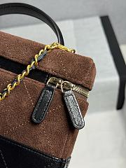 Kitlife Chanel 26SS Suede Dark Brown Leather Box Bag 17x19.5x5cm - 2