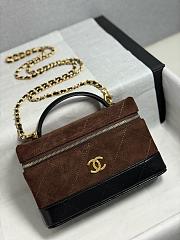 Kitlife Chanel 26SS Suede Dark Brown Leather Box Bag 17x19.5x5cm - 5