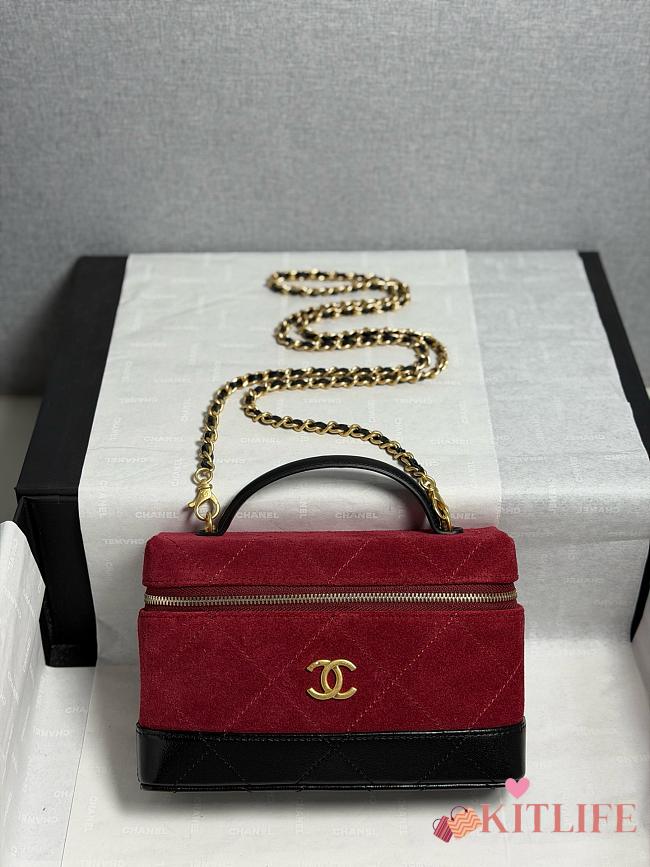 Kitlife Chanel 26SS Suede Red Leather Box Bag 17x19.5x5cm - 1