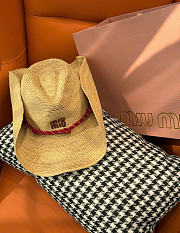 Kitlife Miu Miu Natural Raffia Straw Hat with Wide Brim - 4