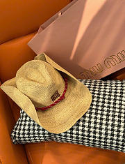 Kitlife Miu Miu Natural Raffia Straw Hat with Wide Brim - 2