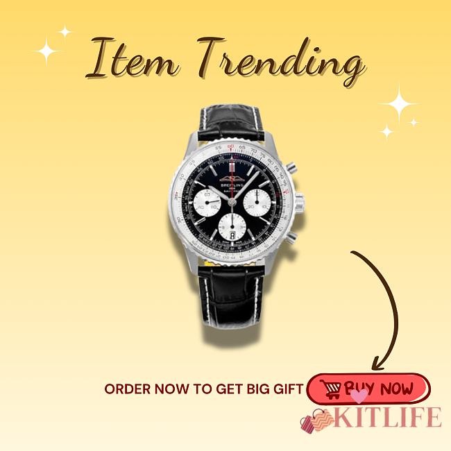 Kitlife Breitling Navitimer B01 Chronograph Watch Black & White 43mm - 1