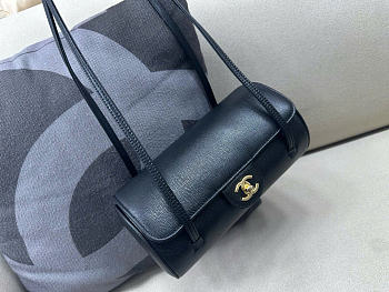 Kitlife Chanel Shiny Caviar Preppy Coco Small Bowling Bag Black 20.5×10×10cm