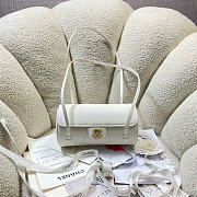 Kitlife Chanel Shiny Caviar Preppy Coco Small Bowling Bag White 20.5×10×10cm - 1