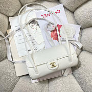 Kitlife Chanel Shiny Caviar Preppy Coco Small Bowling Bag White 20.5×10×10cm - 5