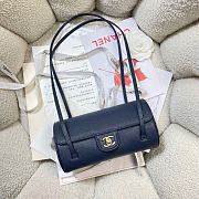 Kitlife Chanel Shiny Caviar Preppy Coco Small Bowling Bag Dark Blue 20.5×10×10cm  - 2