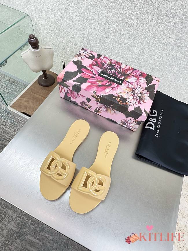 Kitlife Dolce & Gabbana Bianca DG-logo Slides Beige - 1