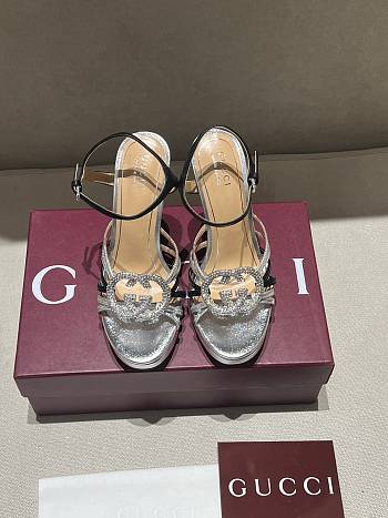Kitlife Gucci Women's Pump With Crystal Interlocking G in Silver