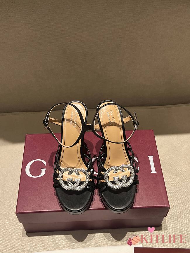 Kitlife Gucci Women's Pump With Crystal Interlocking G in Black - 1