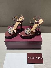 Kitlife Gucci Women's Pump With Crystal Interlocking G in Burgundy - 6