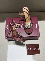 Kitlife Gucci Women's Pump With Crystal Interlocking G in Burgundy - 3