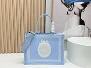 Kitlife Dior Medium Book Tote with Strap Blue Oblique Embroidery with White Lace and Dior Médaillon 36x27.5x16.5cm  - 1