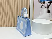 Kitlife Dior Medium Book Tote with Strap Blue Oblique Embroidery with White Lace and Dior Médaillon 36x27.5x16.5cm  - 6