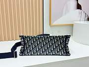 Kitlife Dior Medium Book Tote with Strap Blue Oblique Embroidery with White Lace 36x27.5x16.5cm - 6